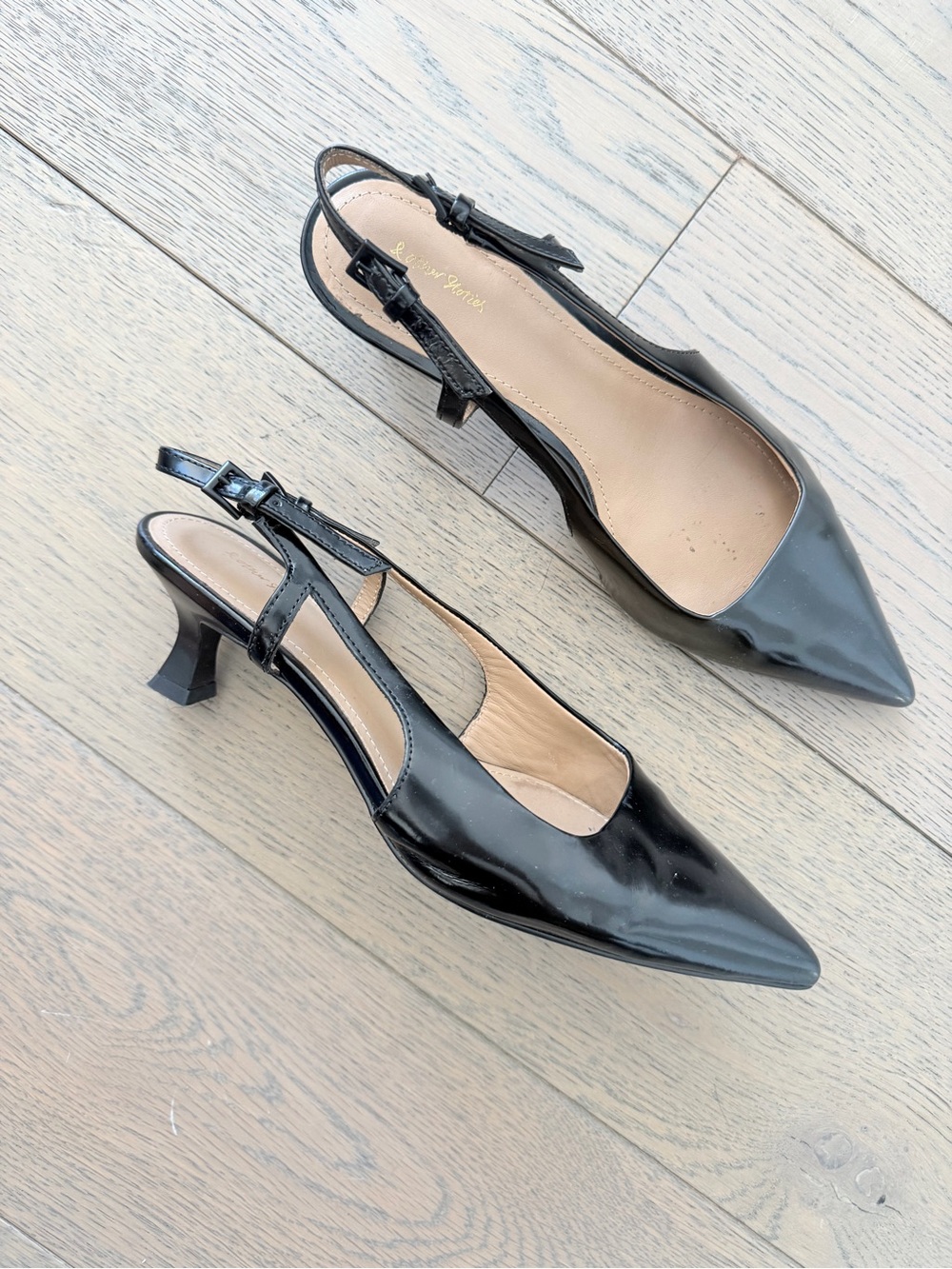 & Other Stories Black Patent Pointed Slingback Heels